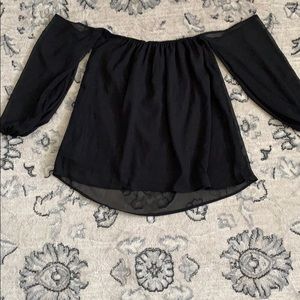 Black off the shoulder with attached sleeves